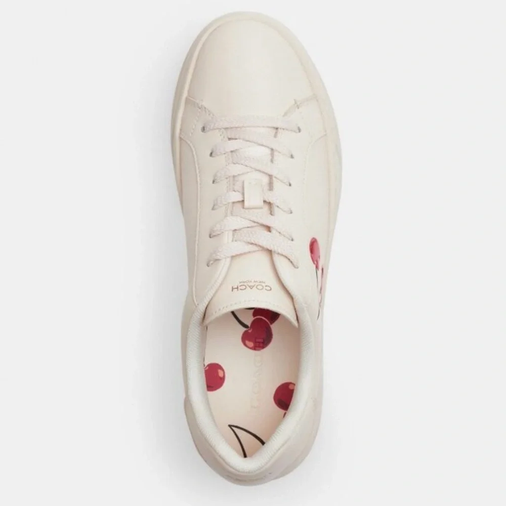 COACH Brand New Cream Cherry-Embellished Women's Sneakers - sz 7 - - Picture 3 of 4
